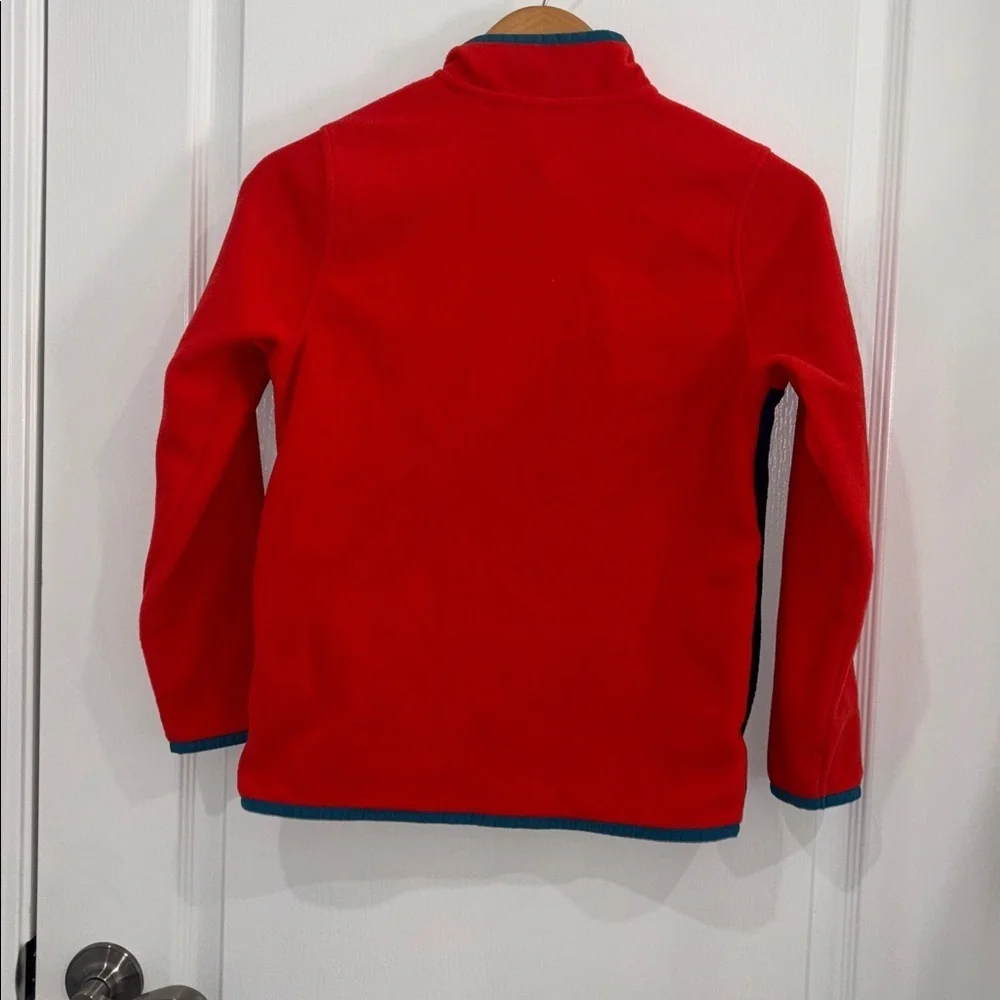 Lands' End Red and Navy Fleece Top 1/4 snap boys size large 10-12